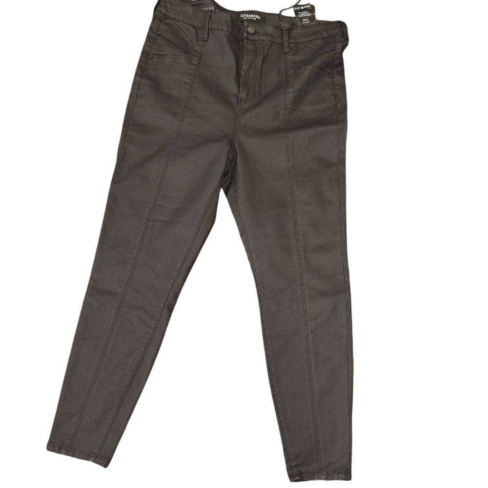 Liverpool Los Angeles High Rise Ankle Pants Faux Leather Black Women's Size 10